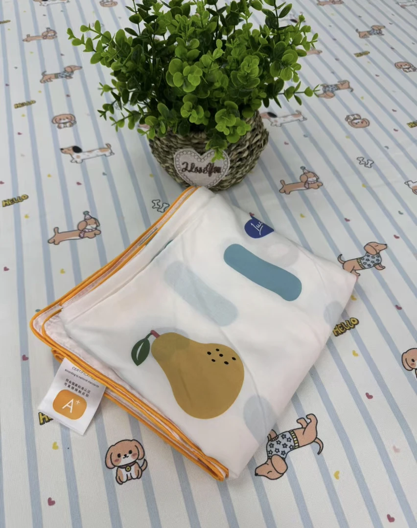 （幸运熊-粉）小尺寸绵绸人造棉双层夹被凉爽柔软舒适透气