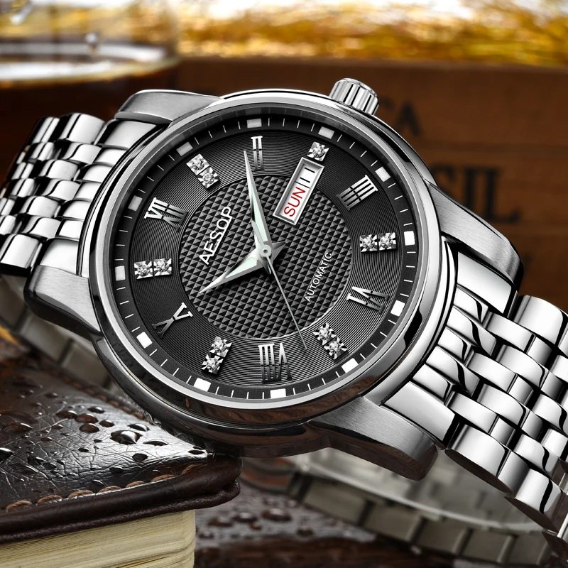 9011男士全自动机械表星期日历功能外来的miyota自动机械机芯