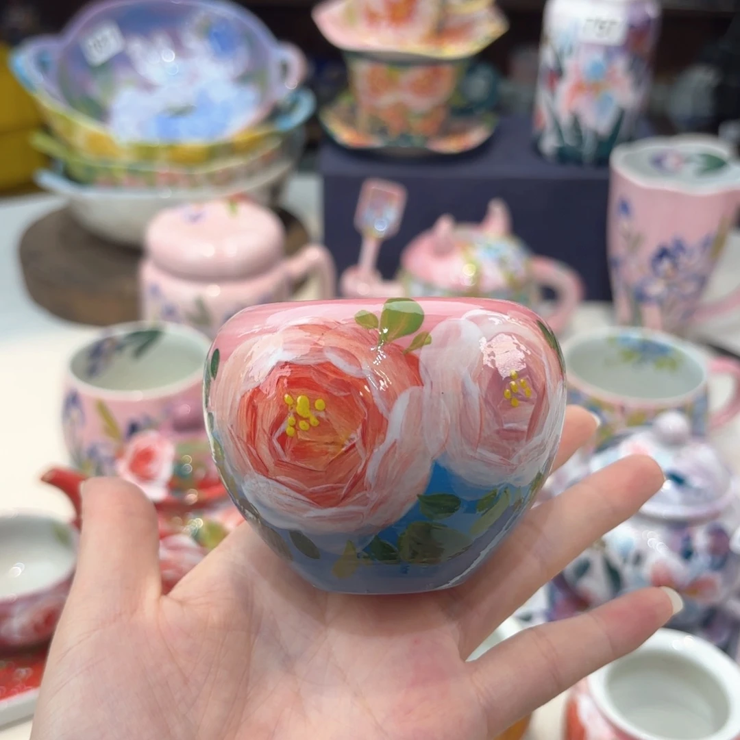 景德镇手绘高温釉下彩陶瓷茶具
