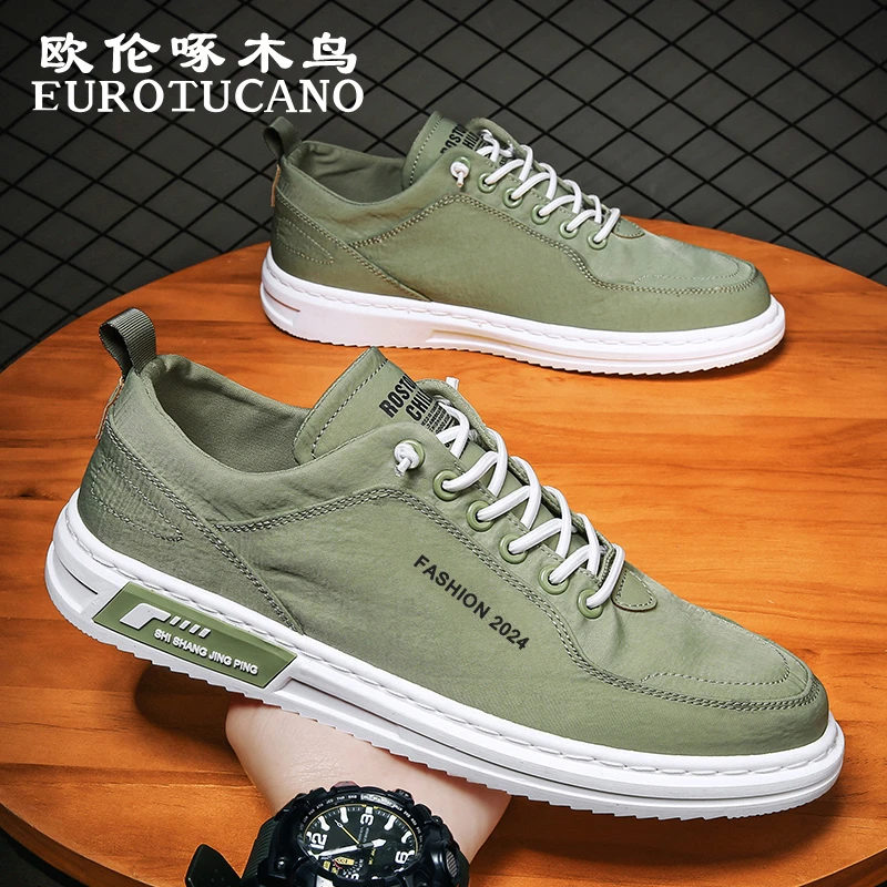 欧伦啄木鸟EUROTUCANO男鞋透气百搭冰丝休闲帆布鞋子男款运动板鞋