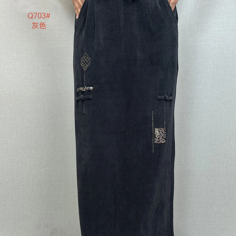 2025新款藏族服装日常欧棉绒国风不开叉松紧腰藏式刺绣长裙