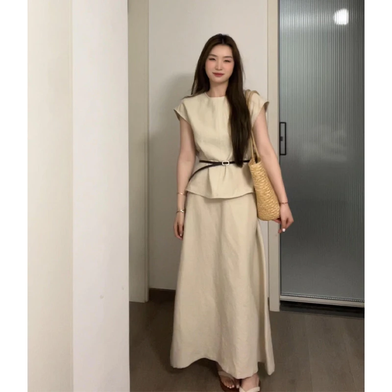 夏季新款梨形身材穿搭气质宽松显瘦上衣搭高级感百搭半身裙两件套