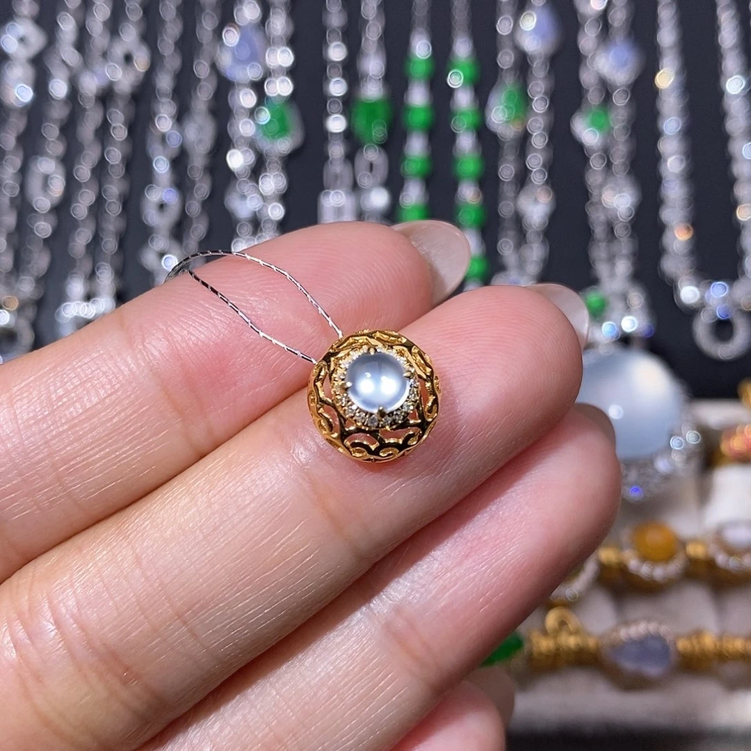 翡翠18K金镶嵌吊坠(不含链)吊坠