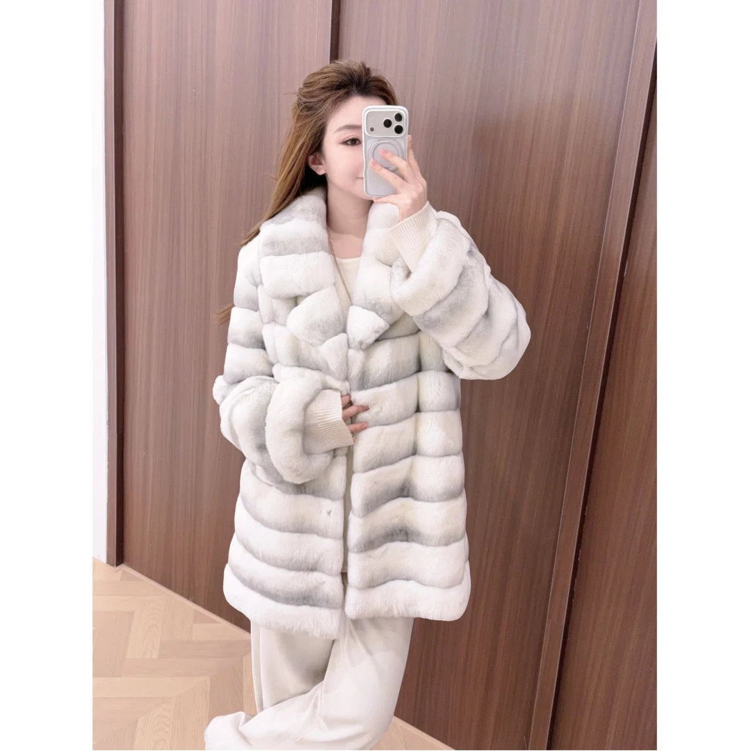 【粉丝专享】皮草丝绒青紫蓝兔皮毛一体皮草外套冬季新#YTNXQ25T17