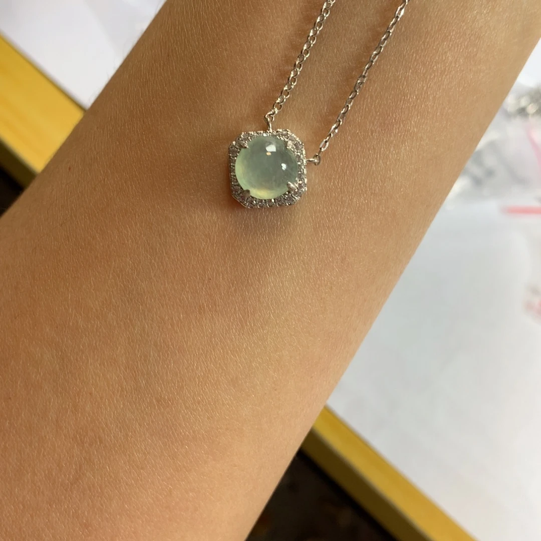 翡翠银S925镶嵌戒指项链