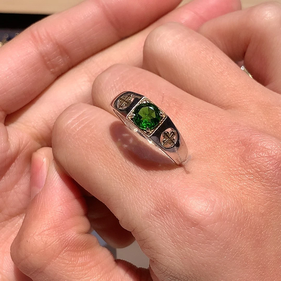 透辉石戒指银S925镶嵌
