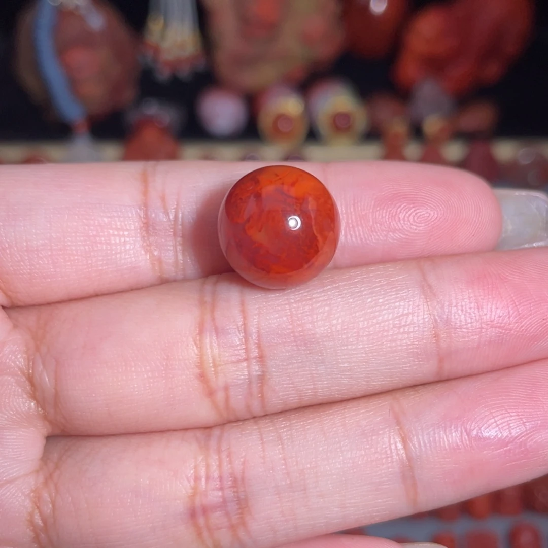 南红玛瑙未镶嵌瓦西火焰圆珠13mm