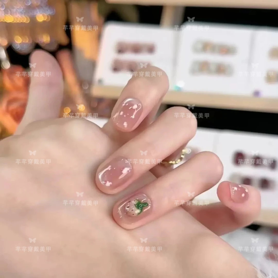 小草莓 纯手工猫眼穿戴美甲定制美甲贴片10片装