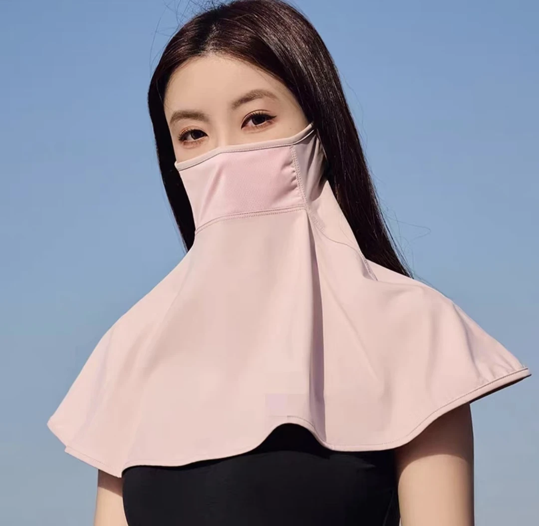 夏季薄款披肩式防紫外线护颈无痕半遮面玻尿酸冰丝防晒口罩W350