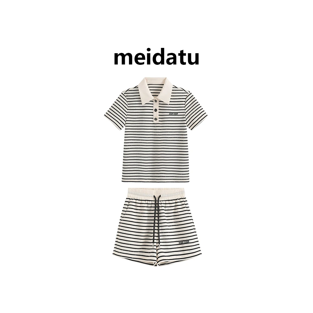 （破价款）翻领撞色条纹刺绣套装（高个子版）CD453-9HG