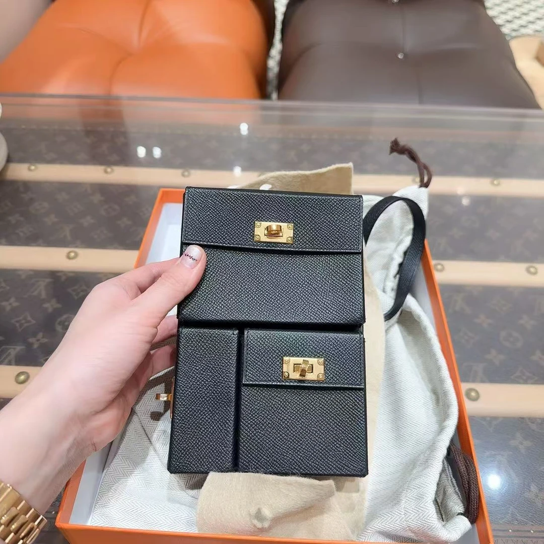 全新未使用 Hermes/爱马仕 Kellymultipockettogo全心黑金多口袋
