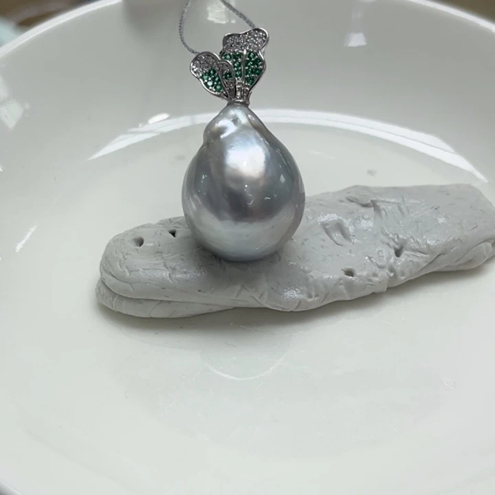 银S925镶嵌吊坠(不含链)海水珍珠14.9mm91号
