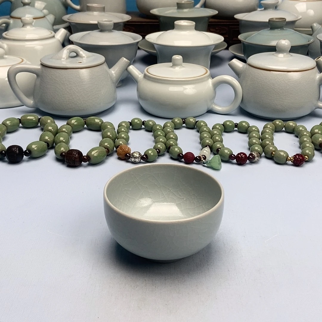 杯仿古月白罗汗杯原矿原釉原产地