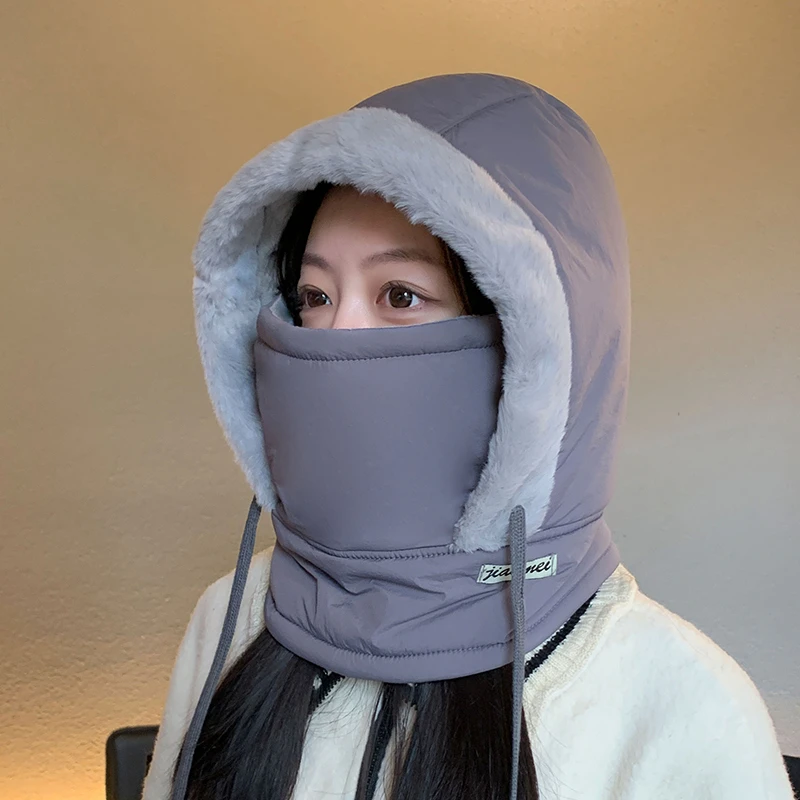 防寒雷锋帽男冬季防风加绒厚围脖一体面罩女骑行电动车保暖棉帽子