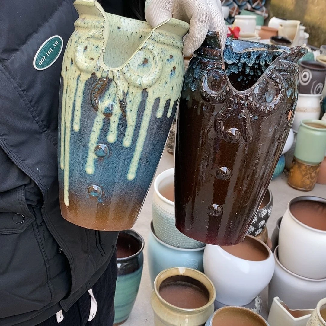 紫砂花盆瑕疵口15高25瑕疵