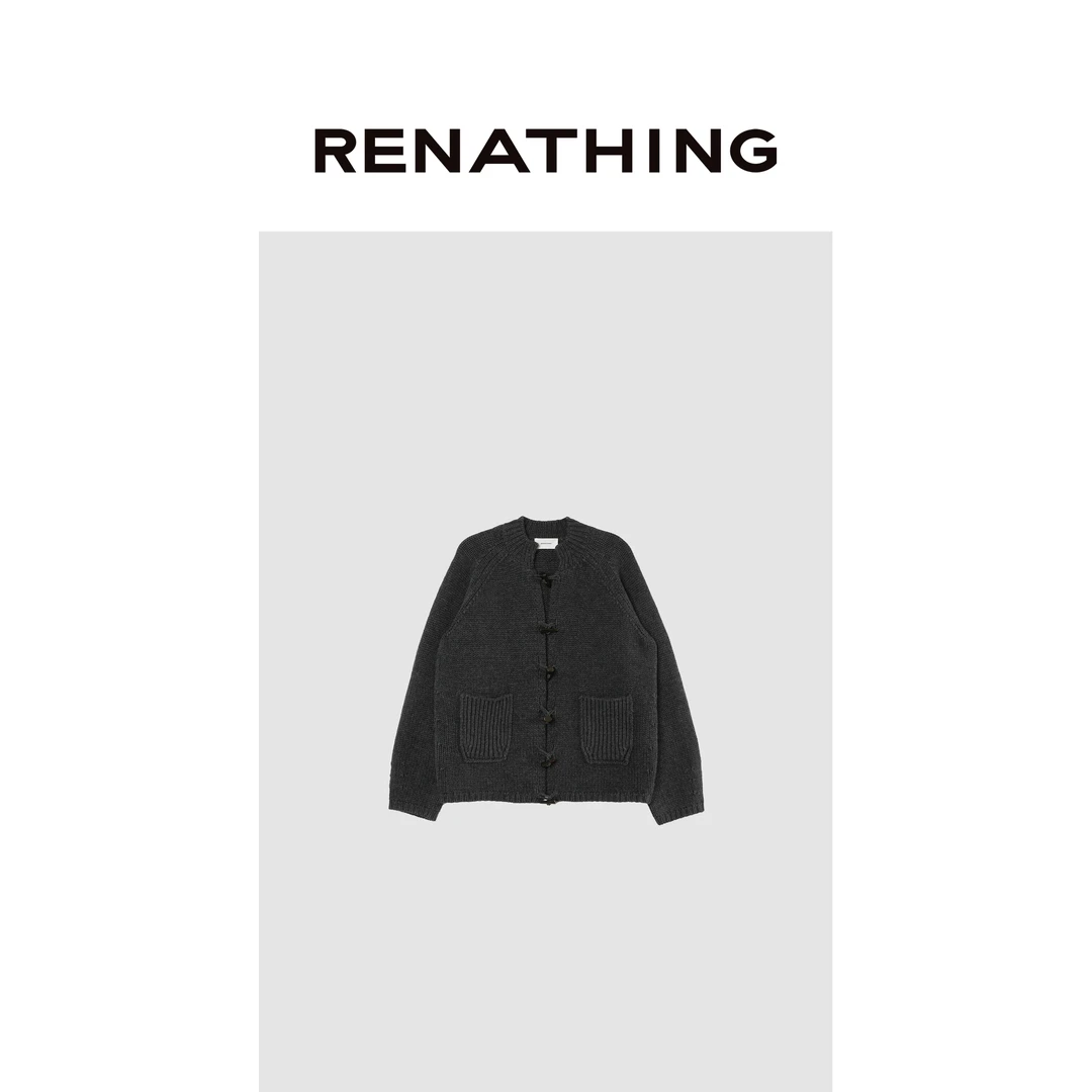 【RENATHING】立领牛角扣针织开衫