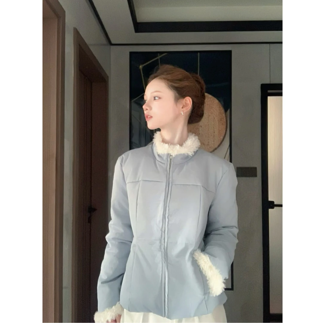 【现货】立领棉服加厚外套冬季2025新款毛领保暖夹棉气质百搭棉衣女