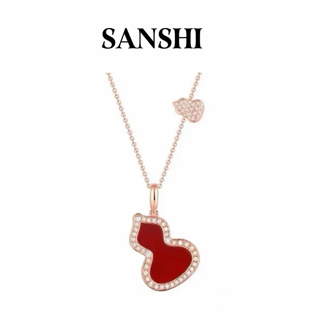 铜合金项链 【爆款】SANSHI轻奢气质时尚红色葫芦项链