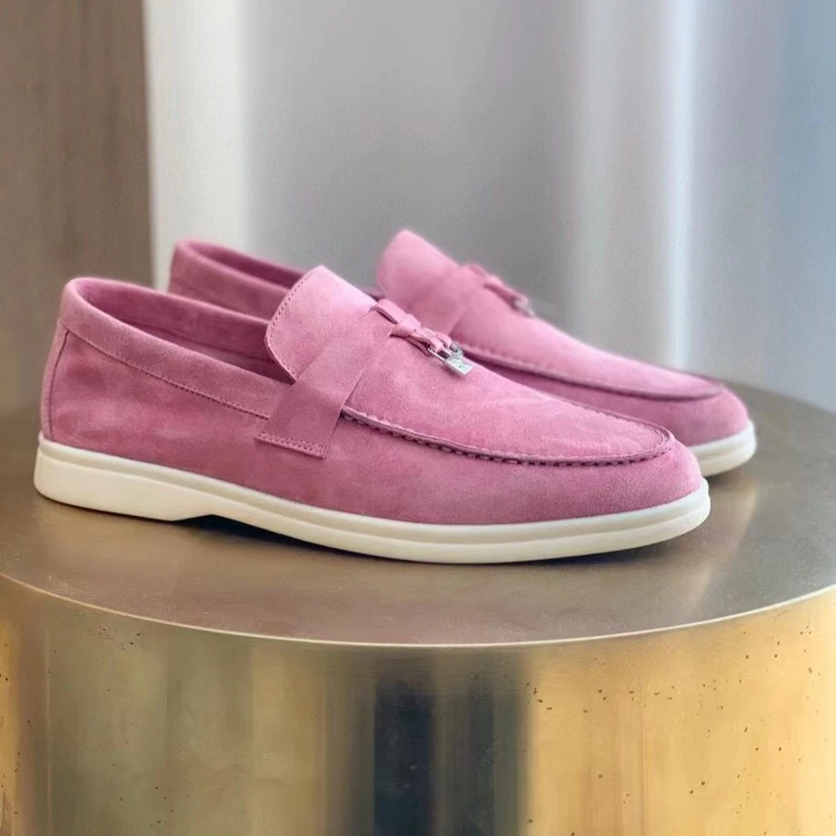 漫颜刘舒适一脚蹬羊皮2021秋冬新品奶奶鞋平底乐福鞋