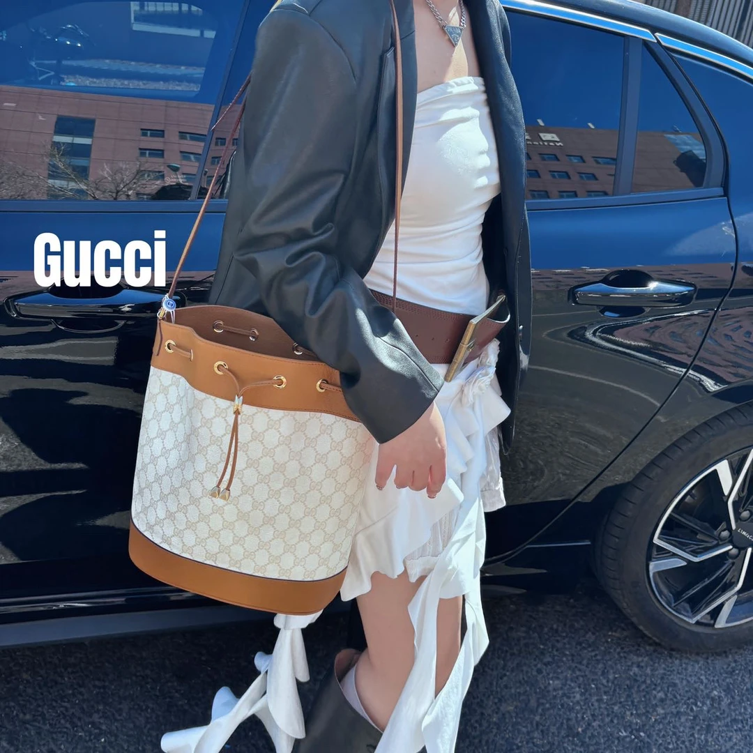 修复品619078/GUCCI/古驰 大号抽绳水桶包