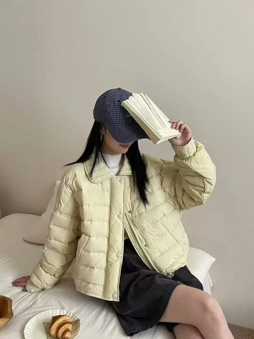 【90白鸭绒】宽松型时尚小香风棉服加厚常规款保暖纯色包袖立领女