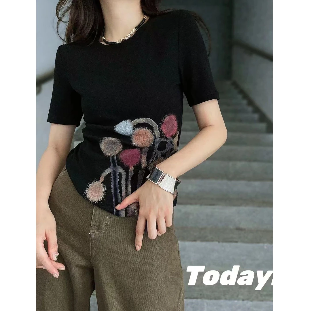 KIKI严选：28217-MT家欧洲南油秋季新款小众潮牌涂鸦短袖T恤