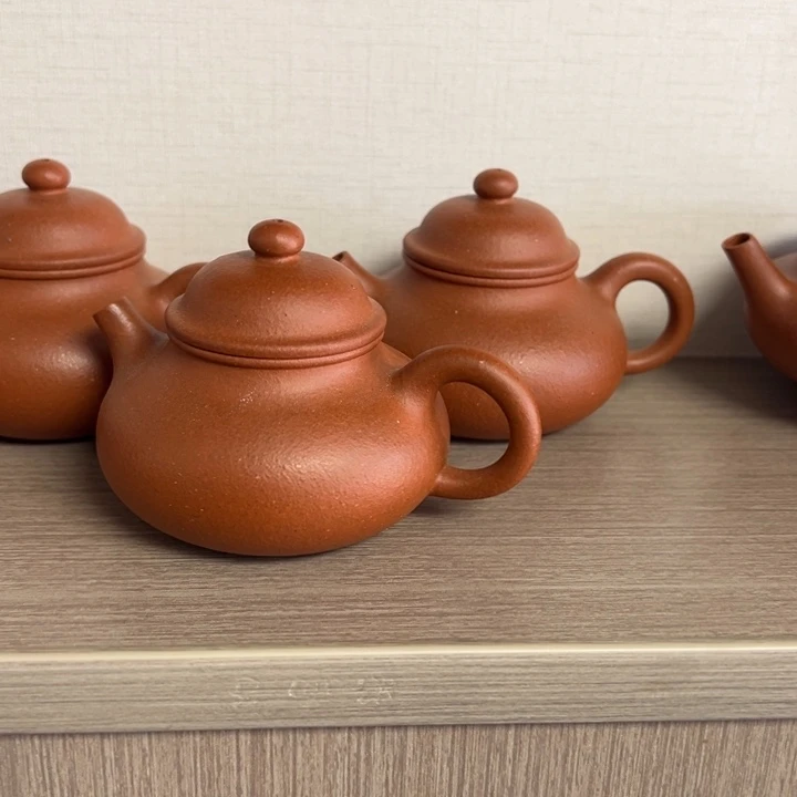 紫砂茶壶红黄泥容天平底