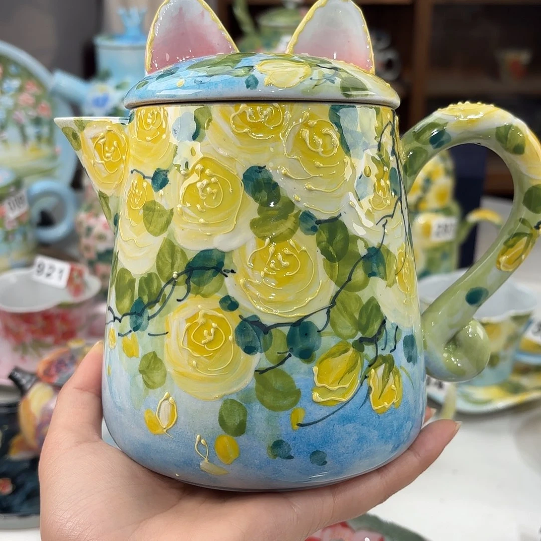瓷片景德镇手绘高温釉下彩陶瓷茶具