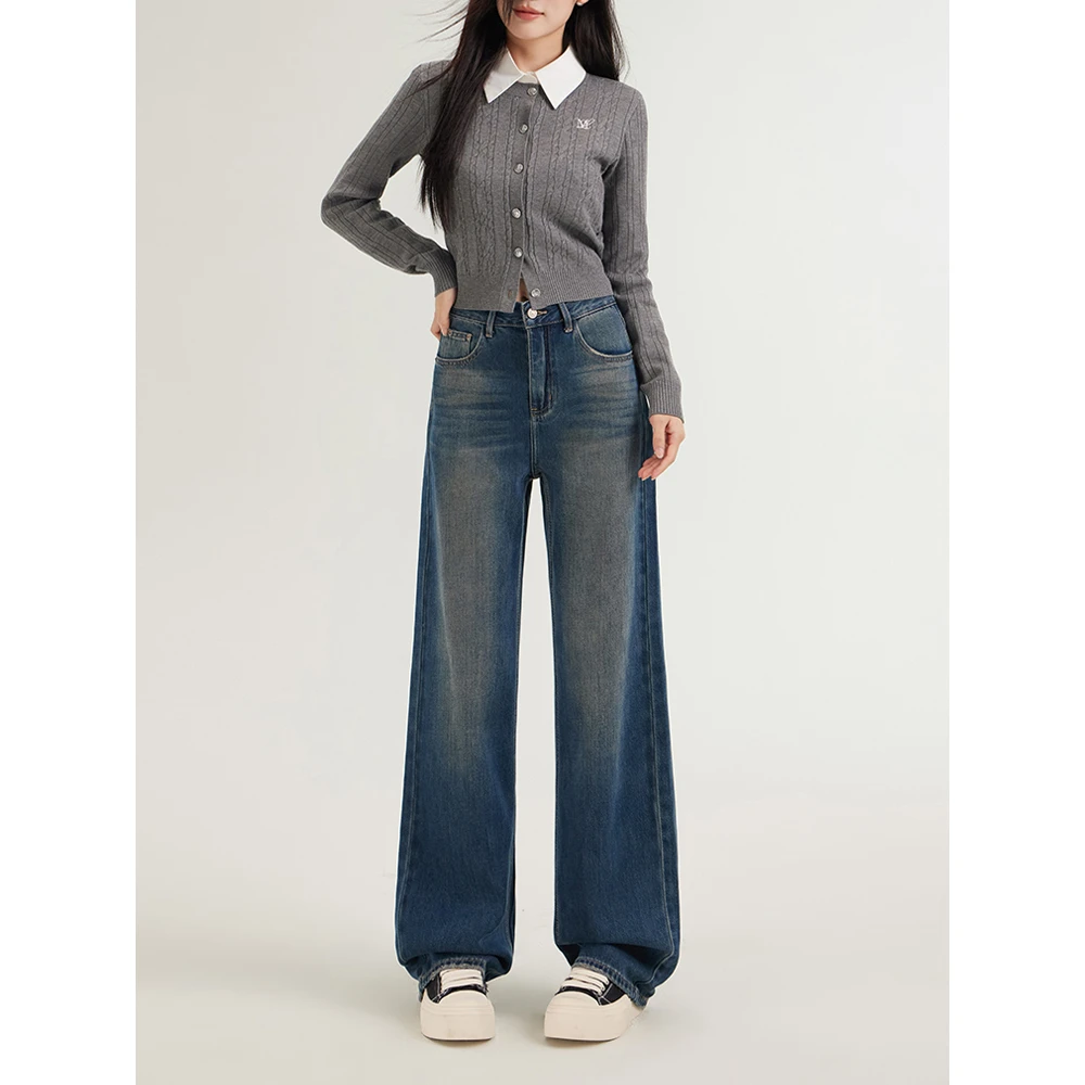 牛仔阔腿裤女2024秋季新款高腰宽松百搭显瘦垂感拖地裤女装#89095