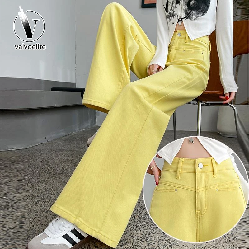 VALVOELITE高腰牛仔裤子女夏季新款今年流行弹力直筒阔腿裤子薄款