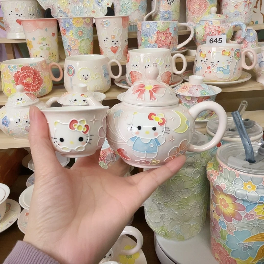 瓷片玉泥茶壶主人杯kt