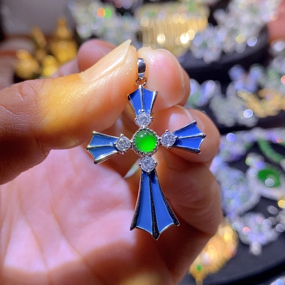 翡翠银S925镶嵌项圈你