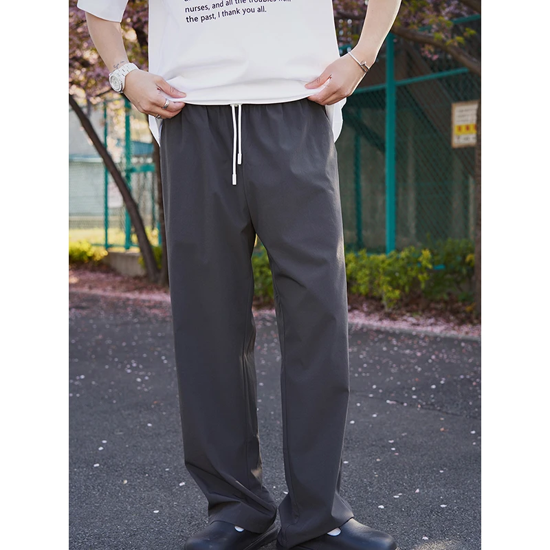 Cookawu夏轻薄防晒垂感抗皱微弹速干凉感灰色直筒百搭休闲长裤