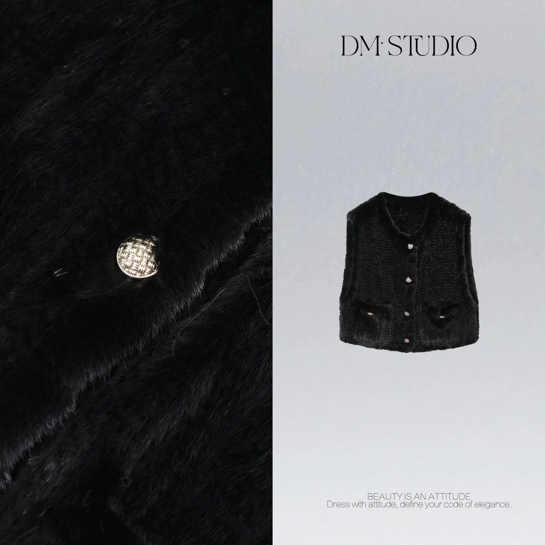 DEDM•STUDIO/重工A级进口高奢气质千金风水貂毛马甲2509MJ/S2304
