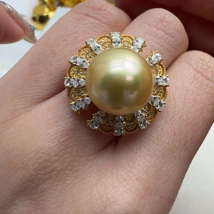 海水珍珠戒指银S925镶嵌