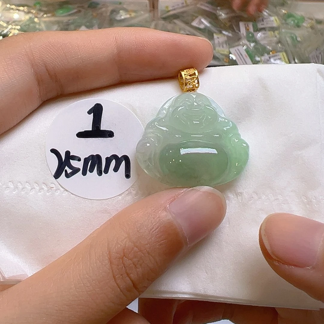 翡翠18K金镶嵌吊坠(不含链)翡翠