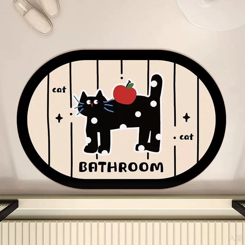 可爱卡通浴室卫生间客厅卧室硅藻泥吸水防滑地垫软垫