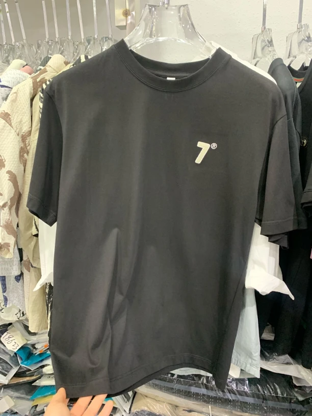 印花夏季刺绣圆领短袖情侣T恤休闲男装潮流黑色男士男子时尚