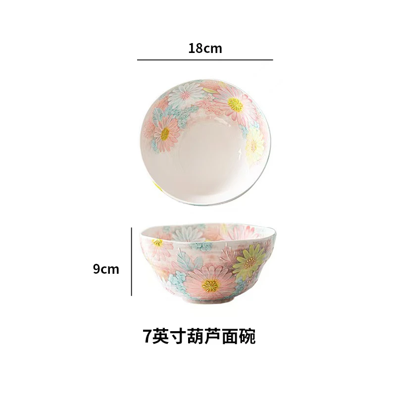 濑户烧玫瑰蜜语 7寸葫芦碗