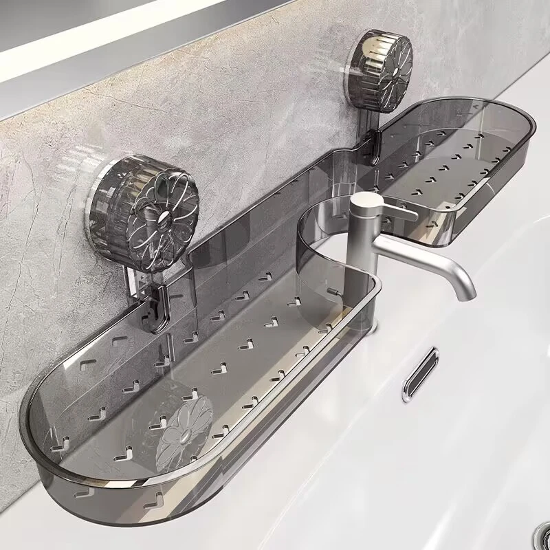 透明吸盘水龙头置物架厨房卫生间水槽收纳架家用沥水收纳置物架子