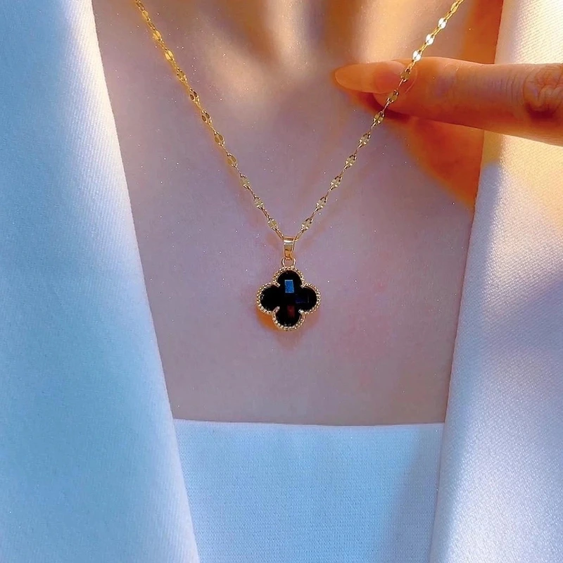 【520限定款】小众网红毛衣链经典四叶花项链女气