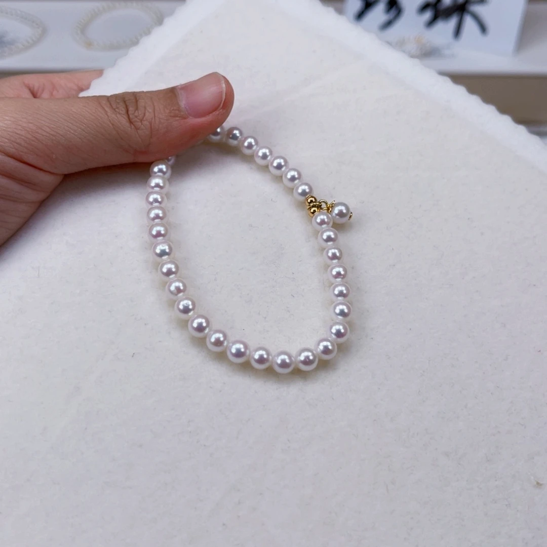 银S925镶嵌手绳淡水珍珠5-6天然淡水珍珠手链