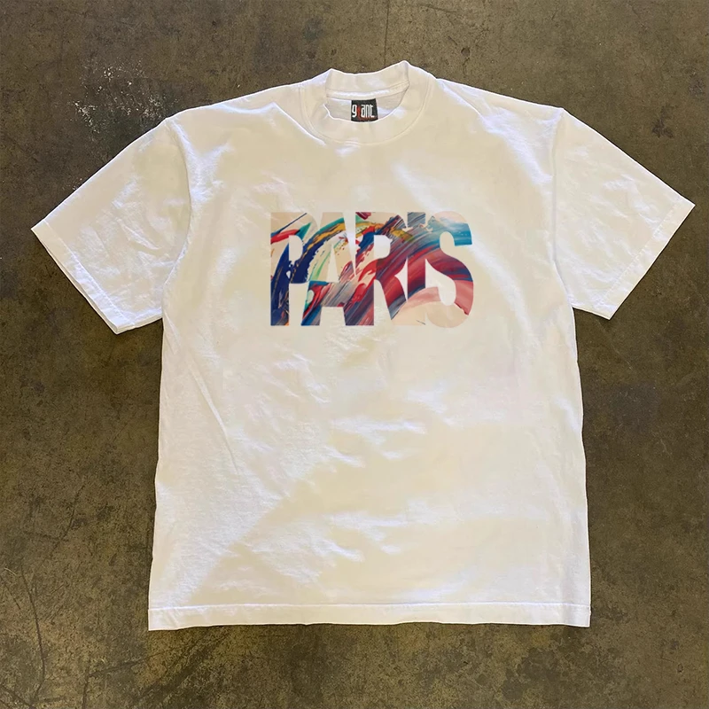 【重磅纯棉】美式潮牌设计感印花短袖t恤男女圆领百搭半袖T恤上衣潮