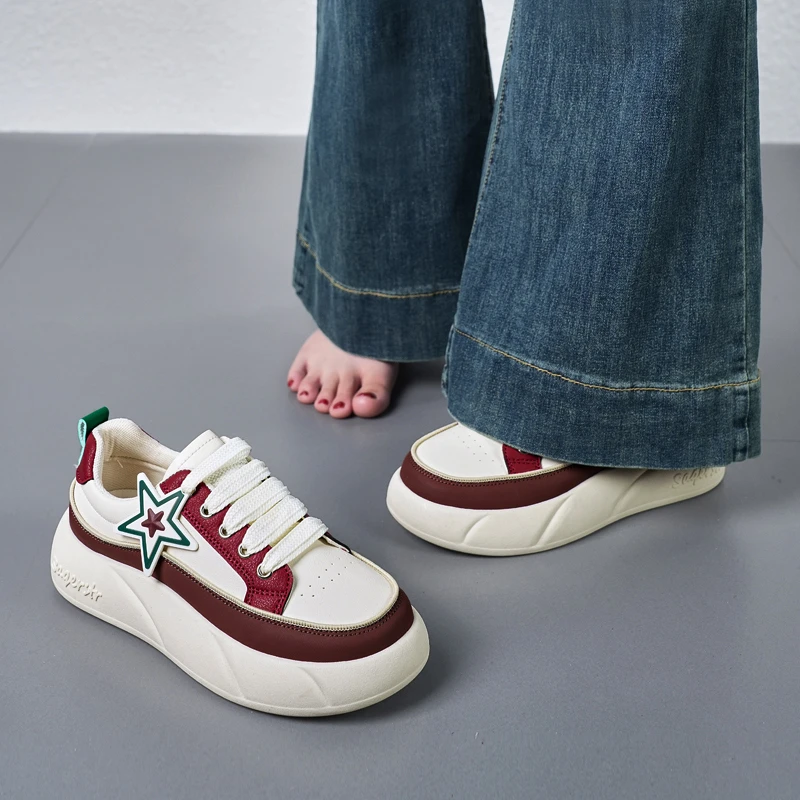 大码4142孕妇鞋子女2025新款春季厚底板鞋软底百搭休闲运动小白鞋