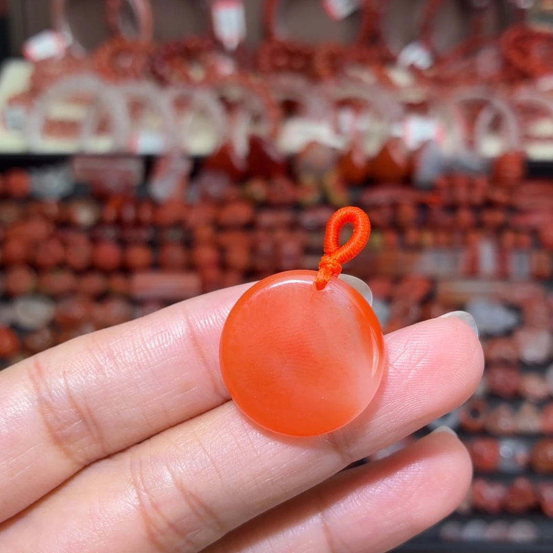 南红玛瑙未镶嵌颈饰圆牌21+