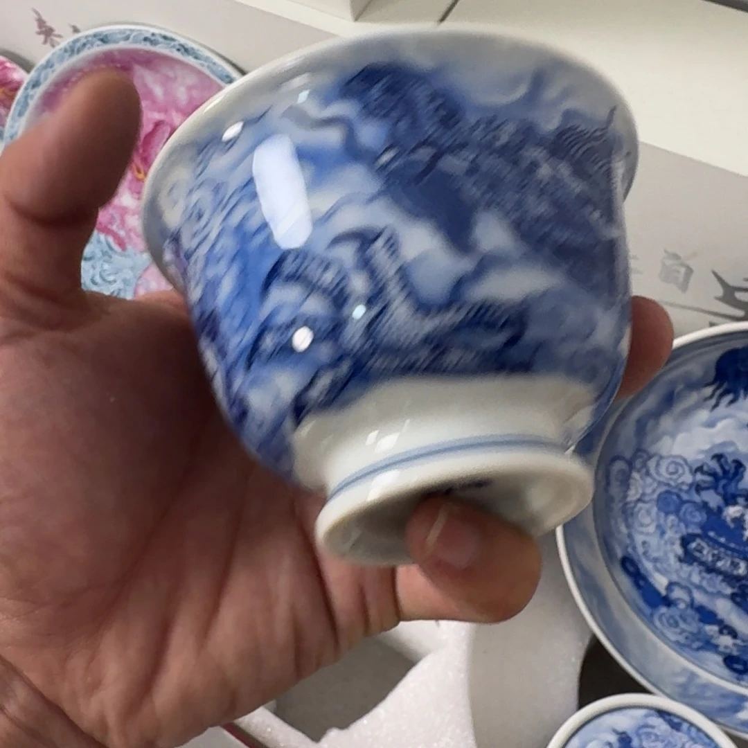 摆件腾龙献宝两才盖碗
