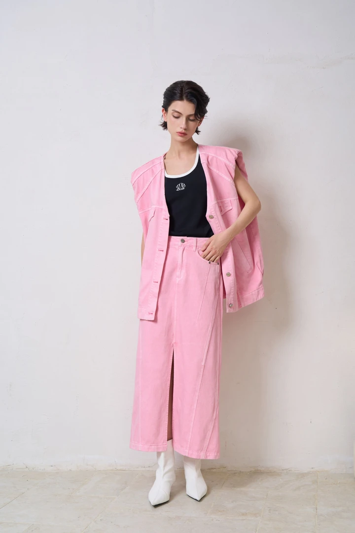 DI.AD经典牛仔水洗半身裙女2025春季新款正面马甲春夏女装休闲