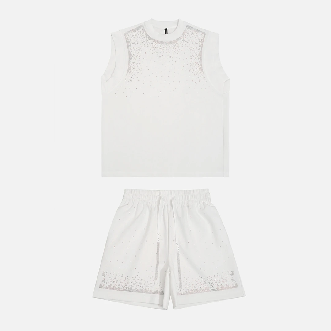 25N夏季新款轻奢高级感美式街头潮流设计亮钻马甲+短裤 152593/2