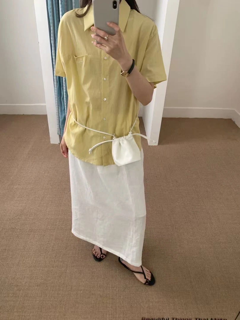 lovely@s9619 韩系极简通勤百搭翻领宽松衬衫 5-24