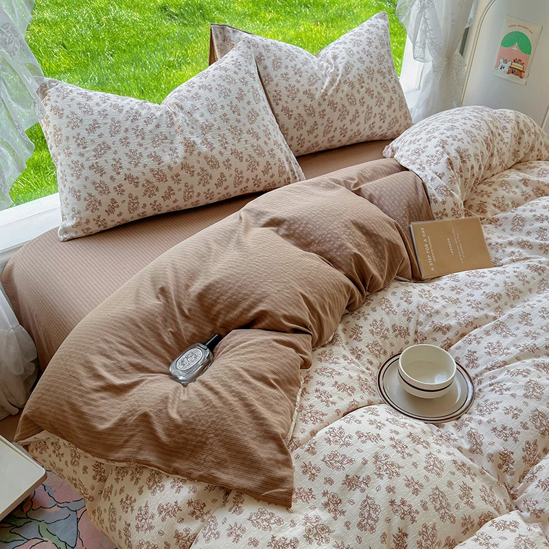 2025新款双层纱四件套被套罩床单双人加厚被罩被单套学生宿舍通用